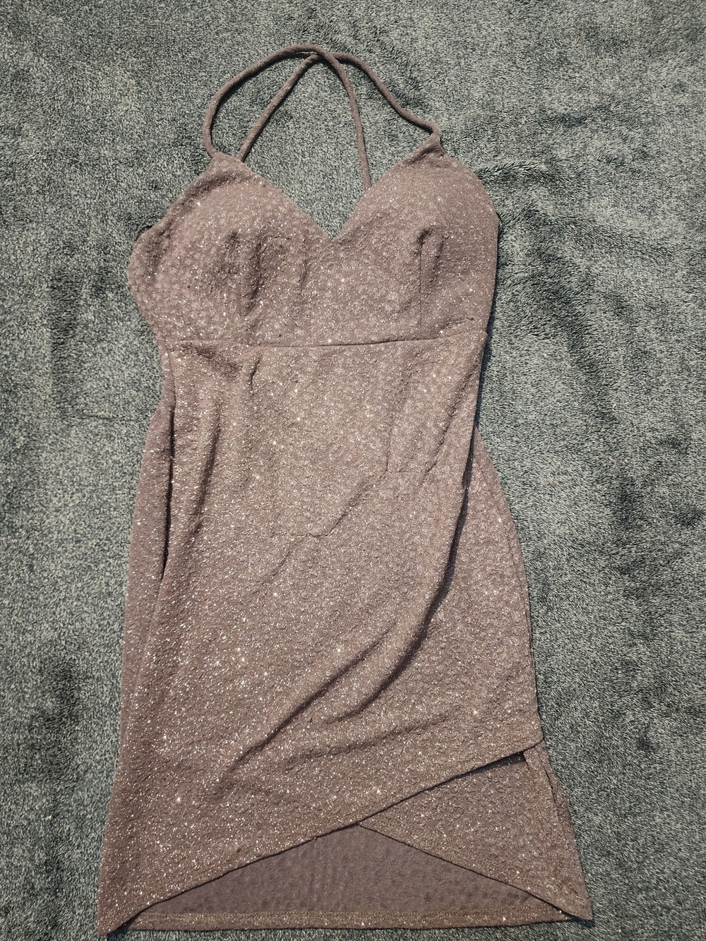 Windsor Shimmery Mauve Halter Mini Dress